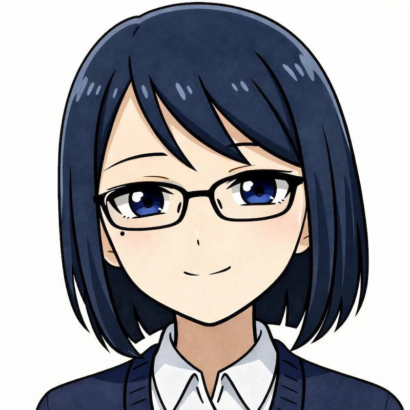 助手、笑顔、眼鏡有り